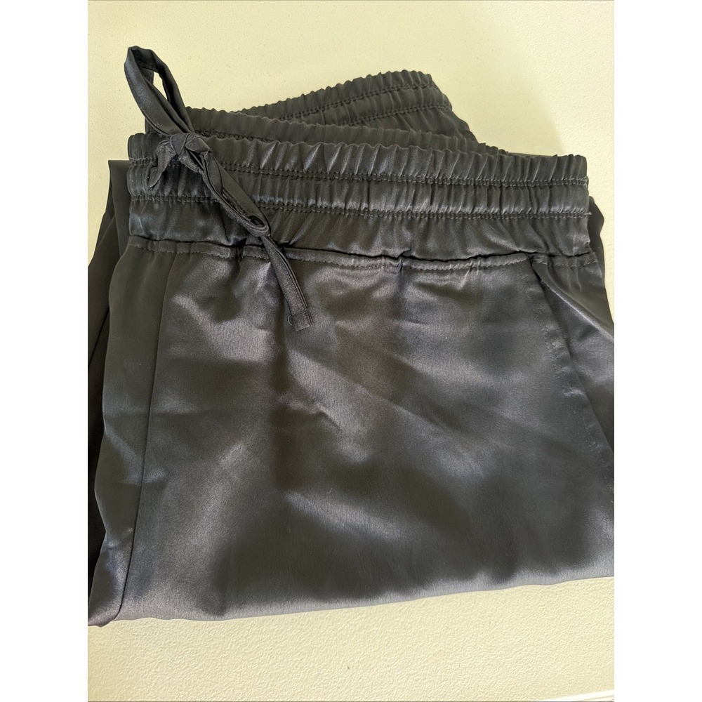 Andrew Marc Women's XL Black Satin Cargo Jogger Pants Pockets Elastic Waist